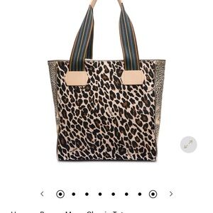 Consuela Leopard Print Tote with Cream and Black Details